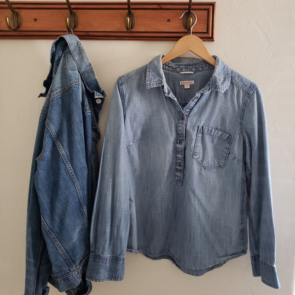 Chambray long sleeve top